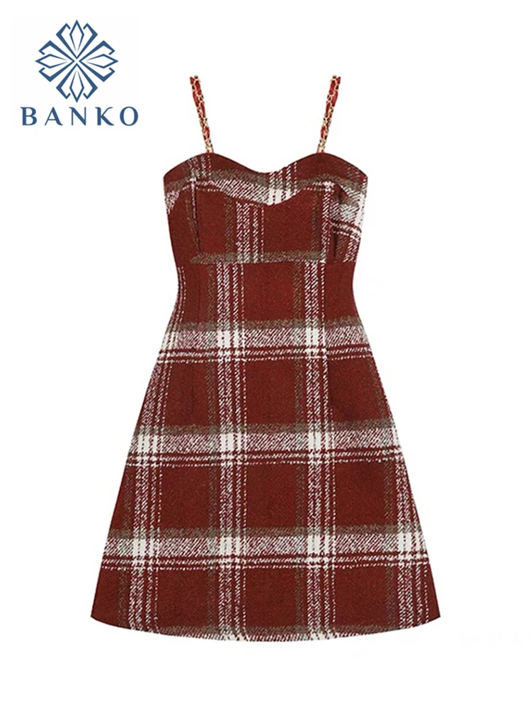 

Sexy Dress Women Slim Fit A-line Dresses Sleeveless Vintage Tight Mini Dresses 2022 New Summer Ladies Fashion Plaid Gothic Dress