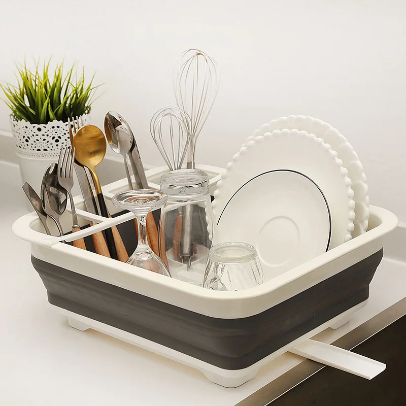 

New Camper Car Foldable Dish Rack Tableware Portable Bowl TPR Bowl Sink Design RV Boats Caravan Accessories Trailer