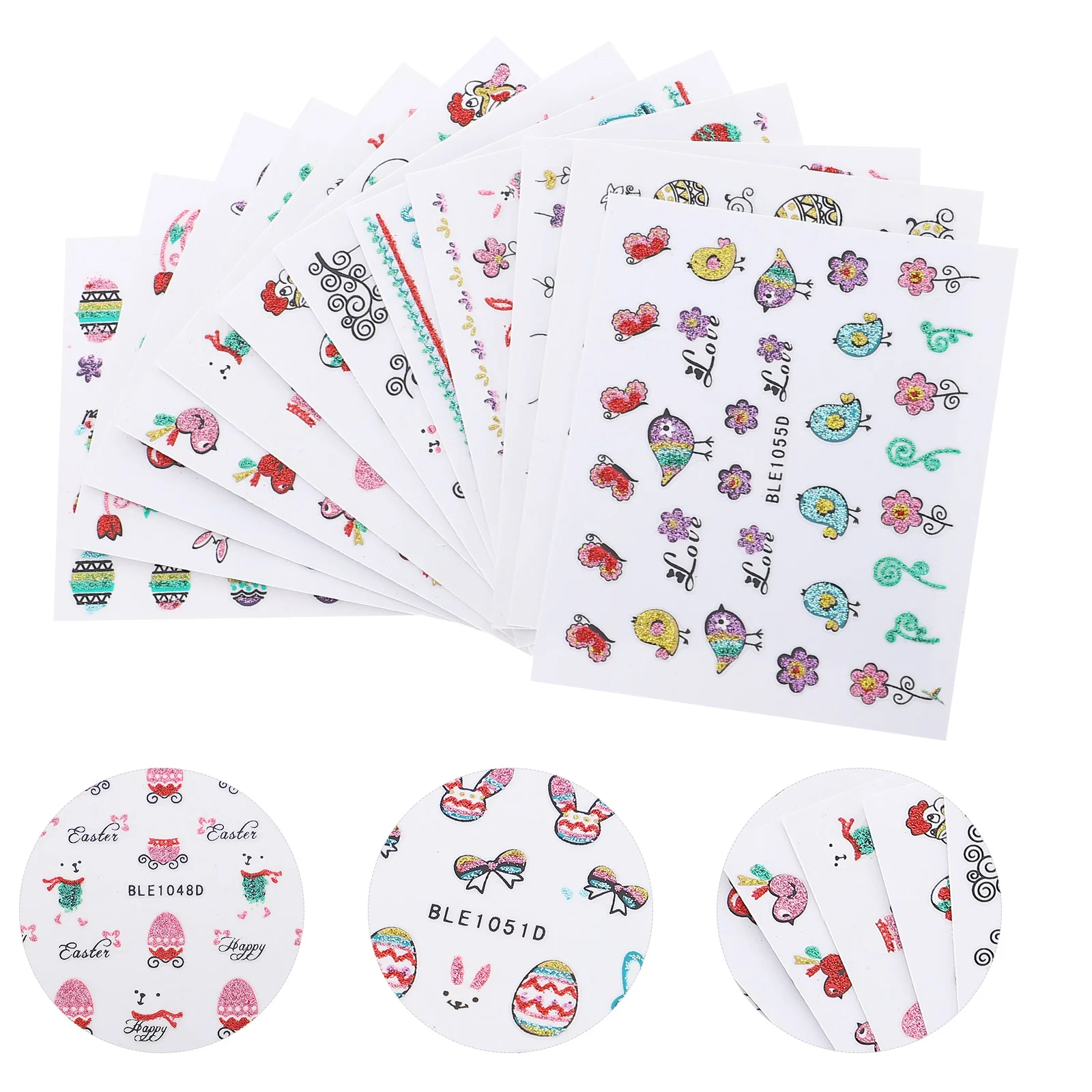 

12 Kids Nail Stickers Colorful Nail Decal Nail Tip Decor Manicure Sticker Nail Decoration