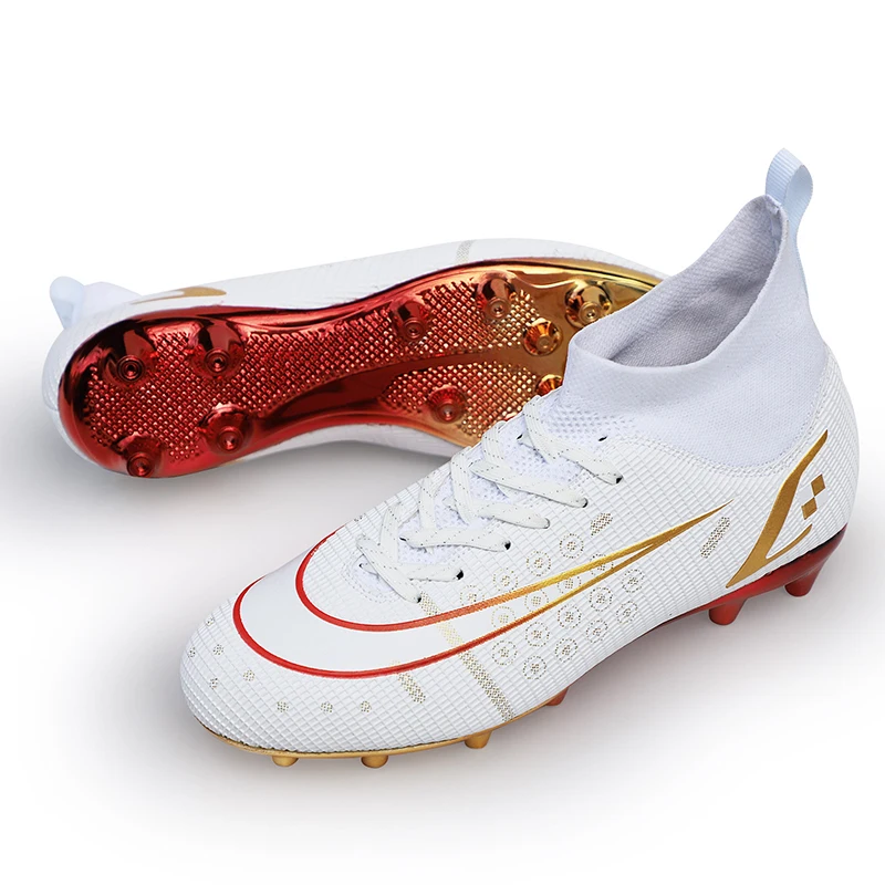 

2023 New Teenagers Electroplated Sole Football Shoes Lightweight Anti-slip Male Soccer Boots Black Matching Style Cleats zapatos