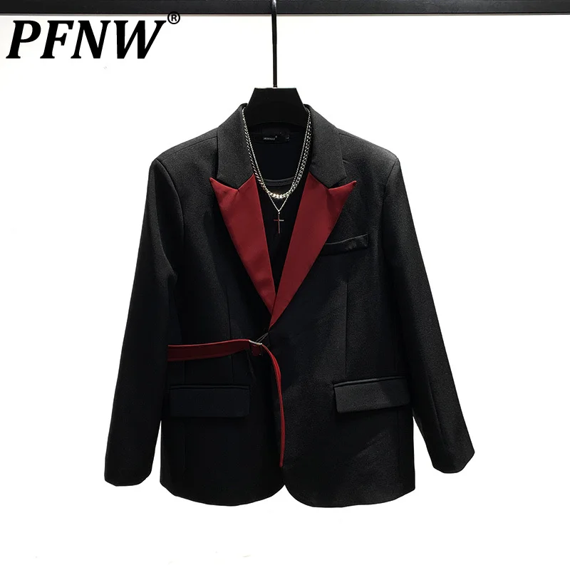 

Мужской блейзер с отстрочкой PFNW, цветной пиджак в Корейском стиле, модная верхняя одежда для осени, 28W1545, 2023