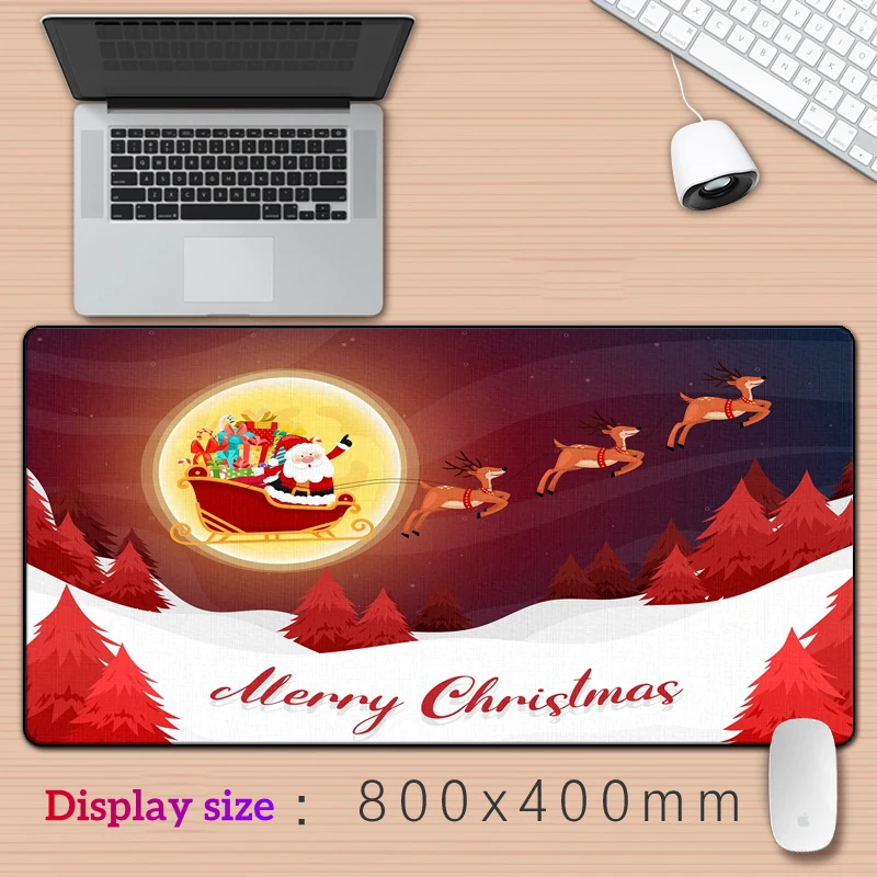 

Рождественский милый персонализированный игровой коврик для мыши с HD-печатью, компьютерный коврик с застежкой и краем из натурального каучука, большой Настольный коврик для мыши