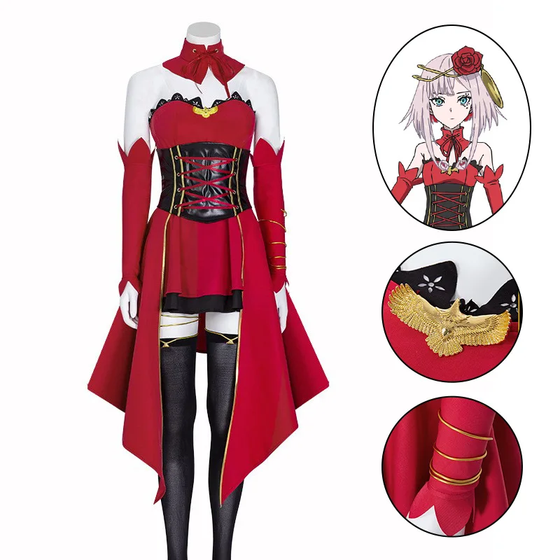 

Женский костюм для косплея из аниме Takt Op. Destiny, красное платье, розовые короткие леггинсы с париком, головной убор, одежда для вечеринки на Хэ...