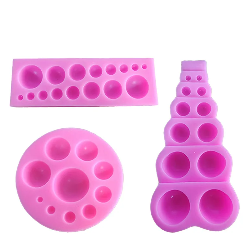 

Pink Round Hemisphere Pearls Ball Silicone Fondant Chocolate Mold Cake DIY Baking Kitchen Cooking Decorating Tools Resin Mould