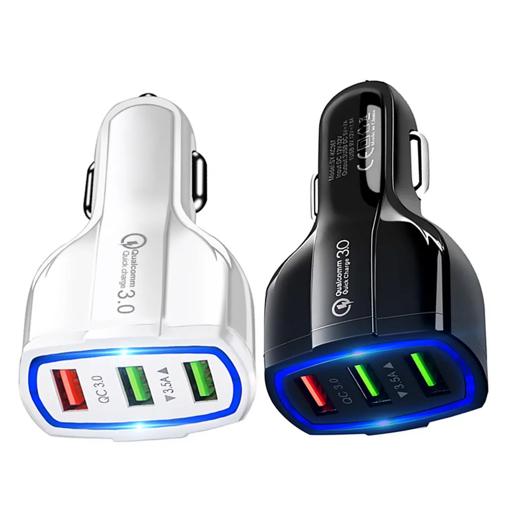 

200 шт. QC 3,0 быстрая зарядка автомобильное зарядное устройство 7A 35 Вт 3 Usb-порта Автомобильные зарядные устройства адаптер для iphone 7 8 x samsung gps
