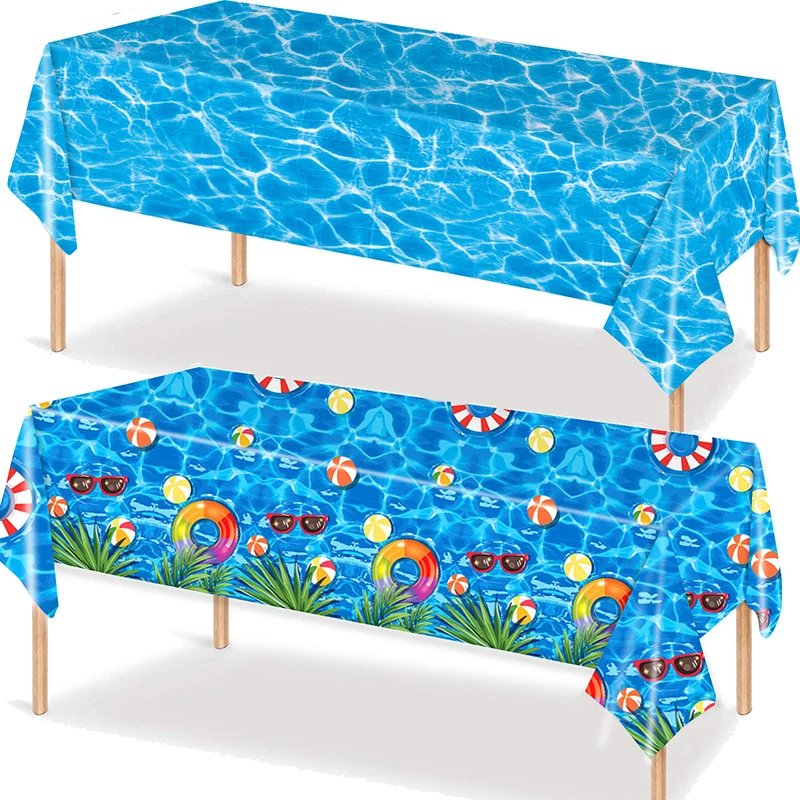 

137x274cm Pool Party Tablecloth Summer Beach Pool Birthday Party waterproof Disposable Tablecloth Beach wedding decoration