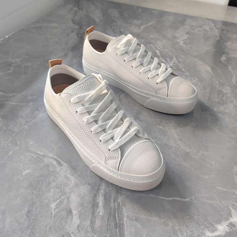 Фото Женская обувь Dave&di Minimalist Beige, минималистичные ретро-кроссовки из натуральной кожи с круглым носком, повседневные кроссовки на плоской подошве со шнуровкой №1