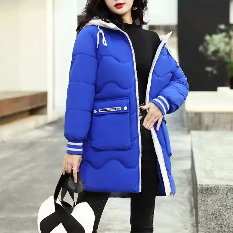 Fdfklak Green Purple White Winter Coat Women Hooded Fashion Parkas Thick Warm Padded Clothing Female Loose Cotton Quilted Jacket