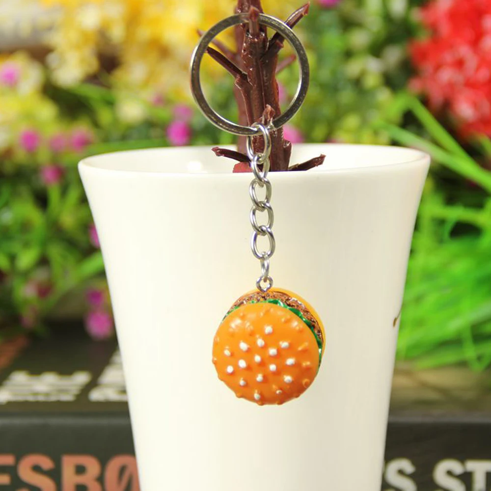

Personalized Resin Simulation Food Mini Hamburger Keychain Chain Accessories Promotion Small Gift Pendant 3D Burger Keychain