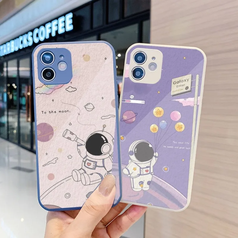 

Чехол для телефона с астронавтом для IPhone 14 13 12 11 Pro Max X XR XS 8 7 Plus, чехол для телефона из жидкого стекла