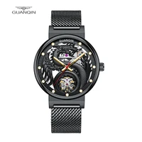 guanqin luxury vintage mechanical automatic watch mens watch sapphire stainless steel bracelet accessories relogio masculino
