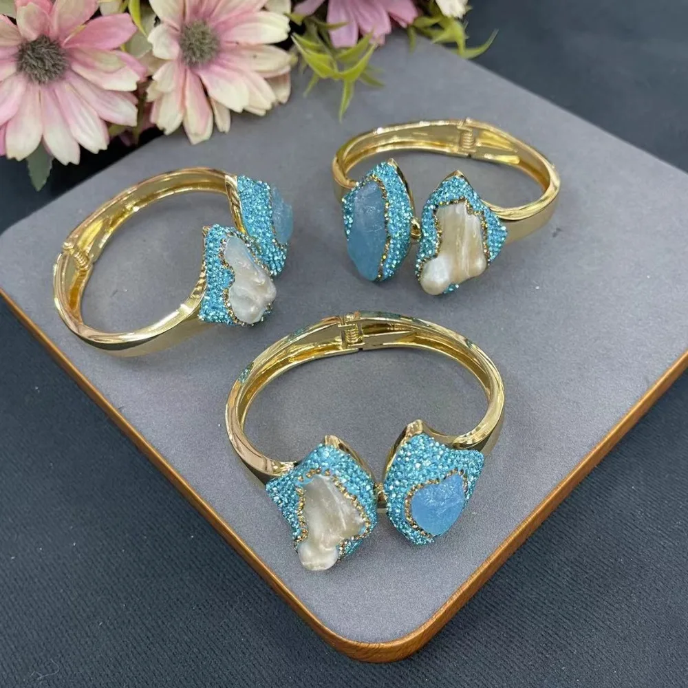 Новый натуральный морской синий сокровище оригинальный камень жемчуг женский