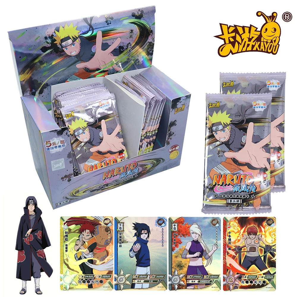 KAYOU-cartas de colección originales de Naruto, cartas transparentes TR, raras SSR Sasuke Itachi Gaara, juego de batalla, regalo para niños, juguete