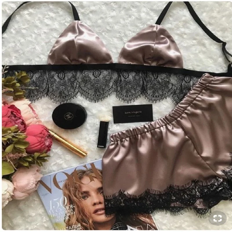 Пикантная кружевная Пижама на бретельках женские пижамные комплекты с бантом