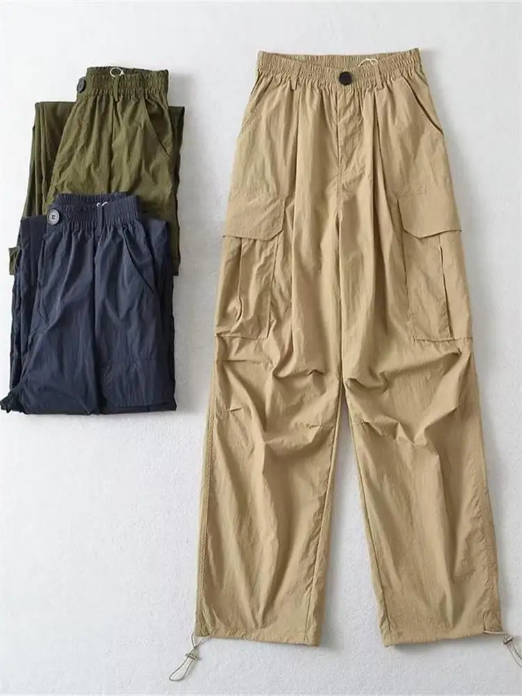 

MESTTRAF пикантный дизайн 2023 модные повседневные с боковыми карманами брюки-карго винтажные женские брюки с высокой талией и эластичным поясом