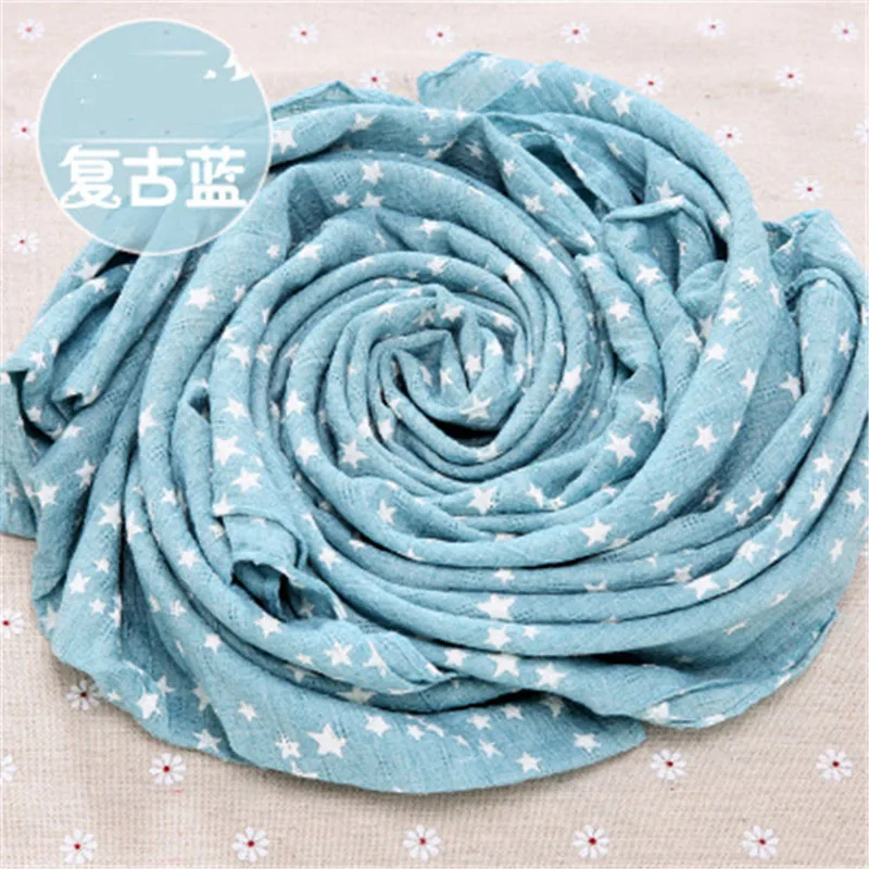 Детский шарф в Корейском стиле из хлопка и льна с милым принтом звезд для