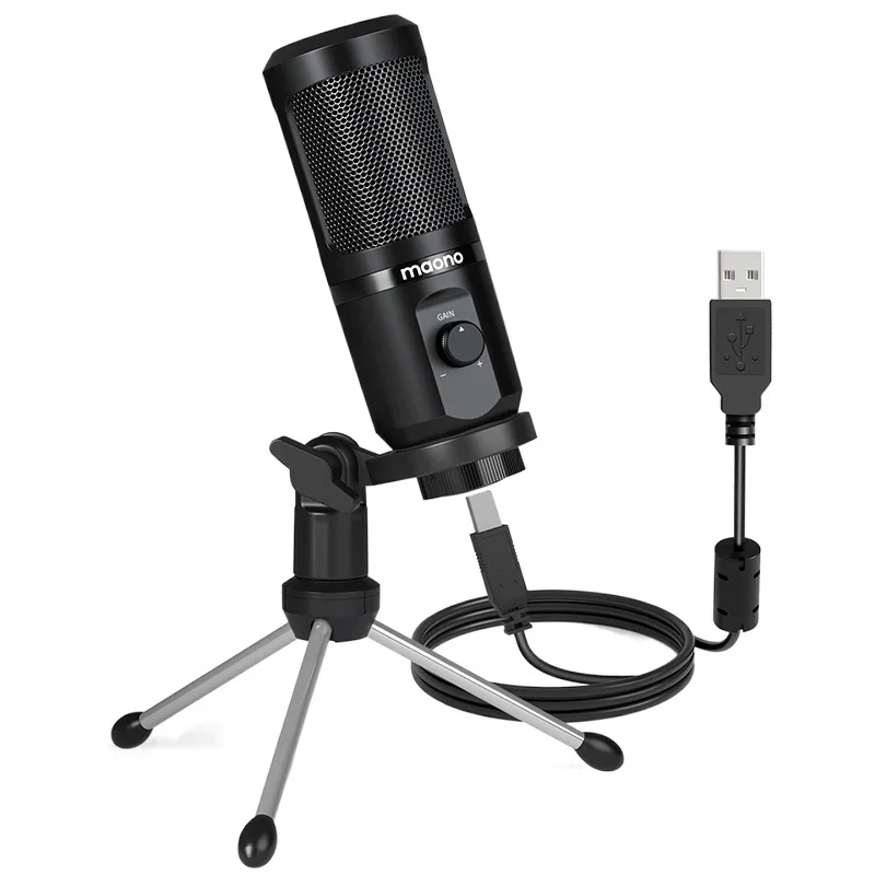 

MAONO USB Microphone with Mic Gain,192Khz/24Bit Podcast PC Computer Condenser Mic for Recording Gaming Streaming Youtube PM461TR