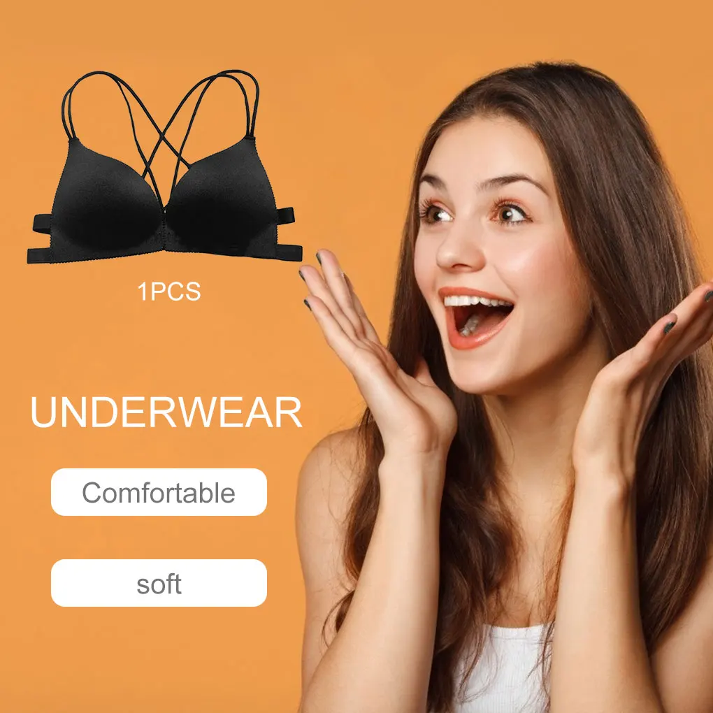 Push Up Bra No Wire Women Front Clasped Type Breathable Bra with Shoulder Straps Women lingerie