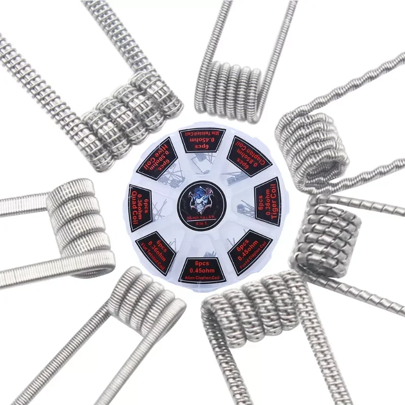 

202248Pcs/Set Pre Built Coils RTA RDA Flat Twisted Fused Clapton Quad Hive Alien