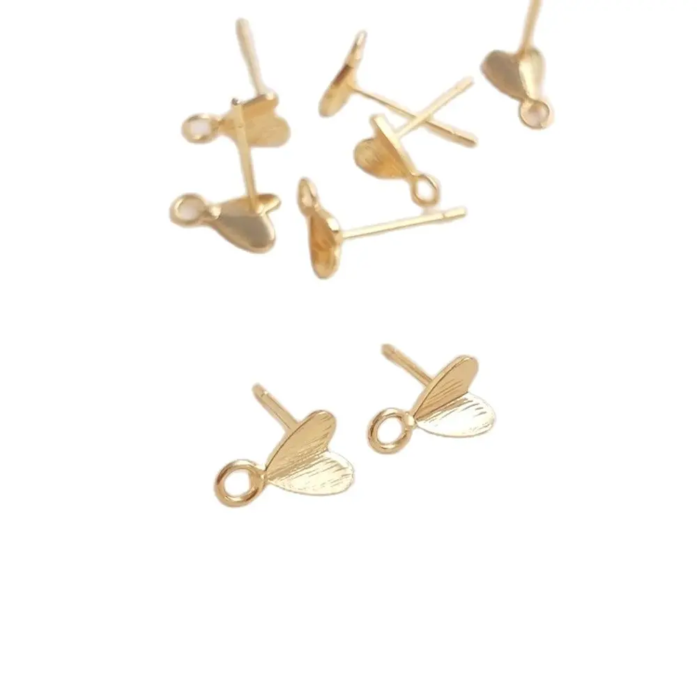 

14K Gold Filled Plating Brushed small hearts with rings and earrings with hearts 925 silver needles Diy earrings material
