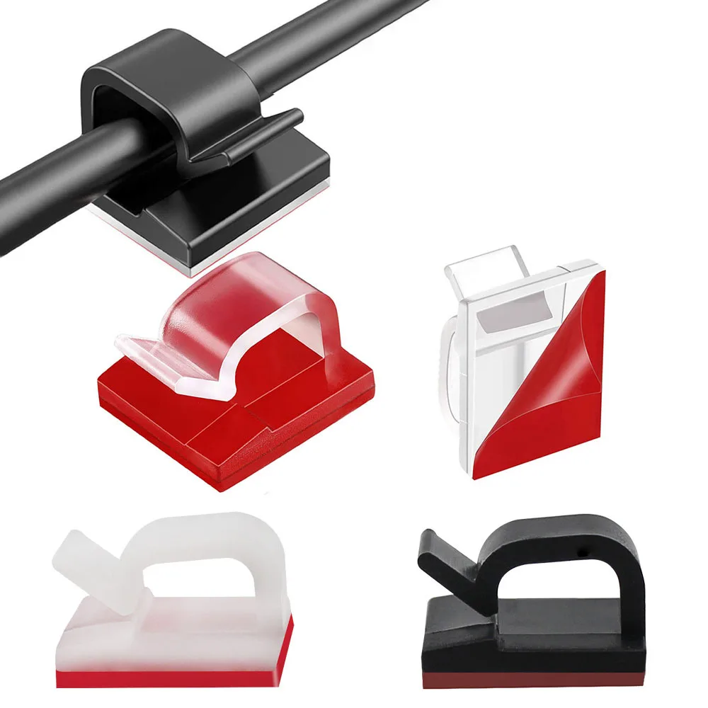 

50Pcs Cable Clips Self Adhesive Cord Management Holder Organizer Clamp Self-adhesive Wire Clip Accessories