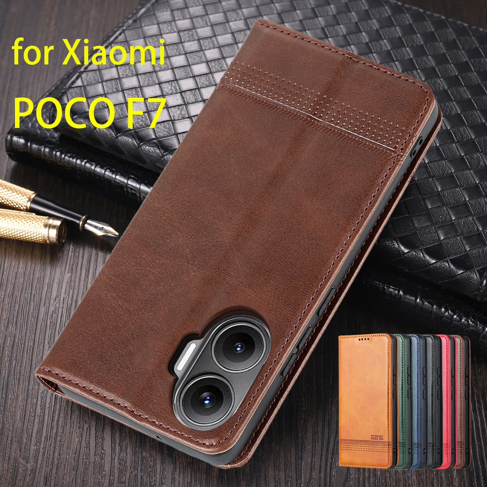 Фото Роскошный кожаный чехол с магнитной адсорбцией для Xiaomi POCOPHONE POCO F7, защитный чехол с откидной крышкой Capa Fundas Coque №1