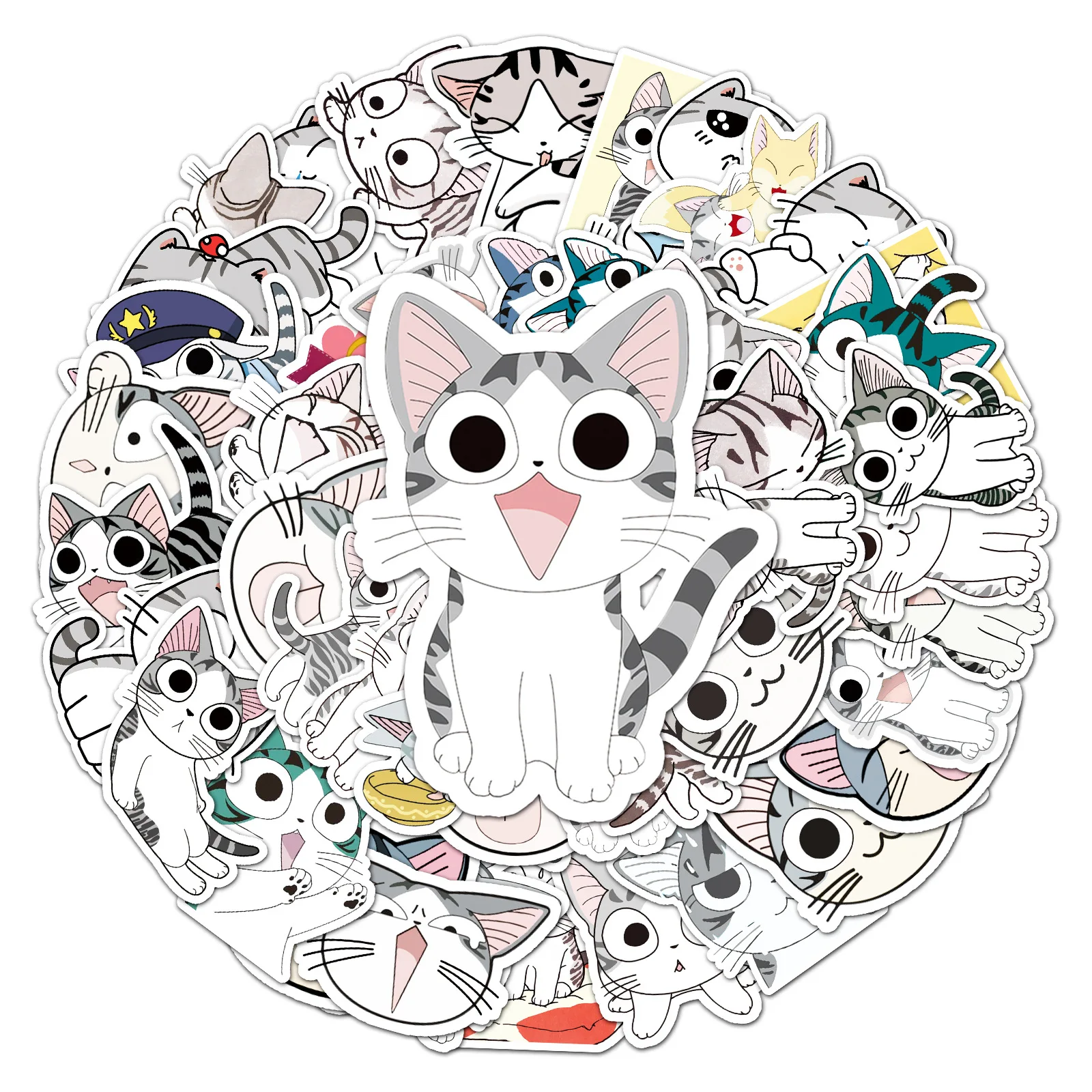 

53PCS Cheese Cat Cartoon Anime Cute Graffiti Sticker DIY Guitar Laptop Water Cup Skateboard Suitcase Waterproof Sticker Toy Gift