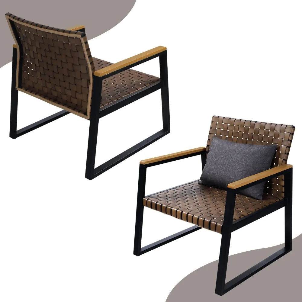 ENSTVER Набор для бесед из 3 плетеных мебели патио двухместный диван на открытом