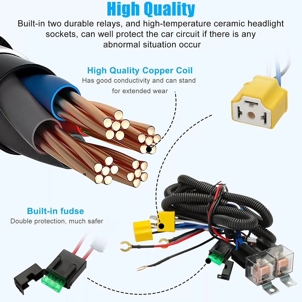 Жгут проводов реле светодиодной фары H4 H6054 7x6 5x7 для Tacoma Pickup Wrangler Cherokee