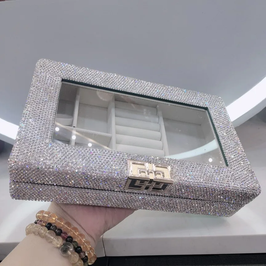 Блестящий Женский бархатный органайзер для ювелирных изделий и колец