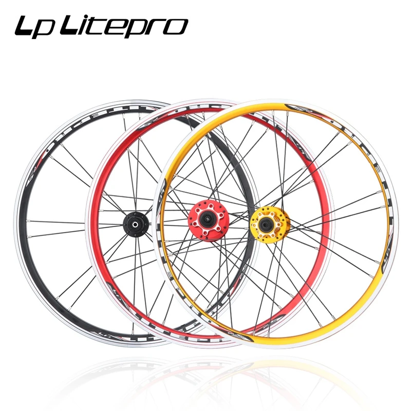 LP Litepro-juego de ruedas para bicicleta M100 de 20 pulgadas, juego de ruedas de liberación rápida de 7/8/9/10/10/11 velocidades, freno de disco de 406/451 V, rueda de bicicleta plegable EIEIO
