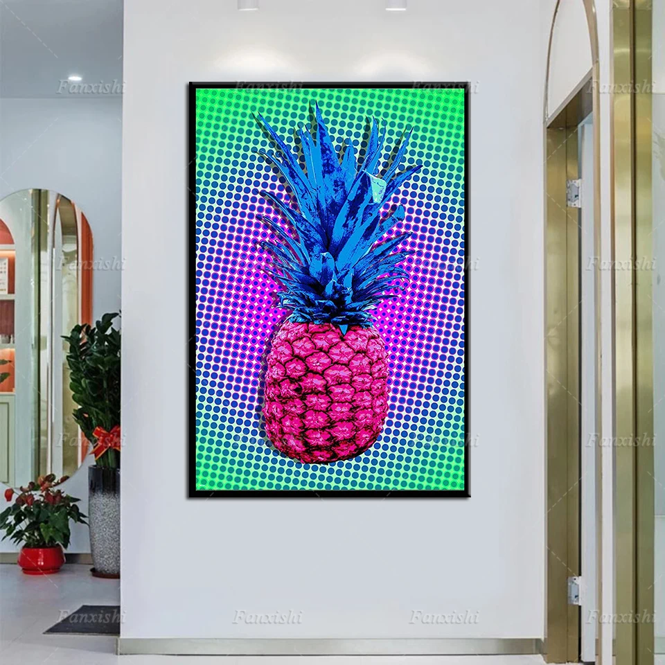 

Pineapple Print Poster,Pineapple Pop Art Print,Kitchen Wall Art, Dining Room Wall Decor, Wall Decor Gift, Pineapple Color Prints