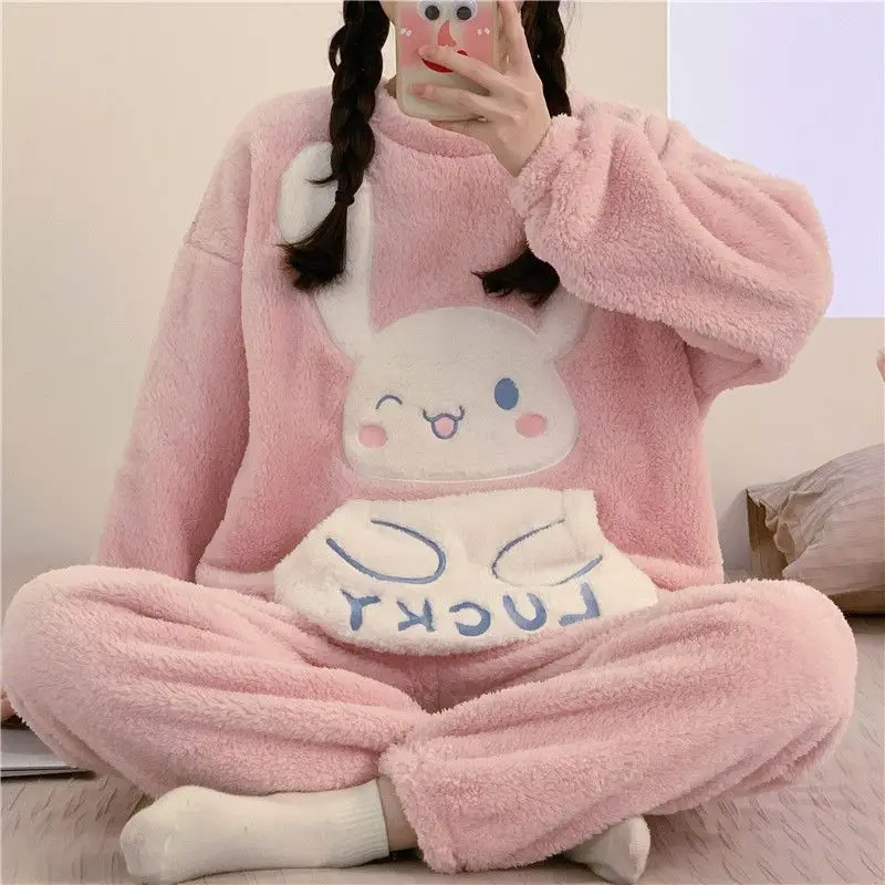 

Kawaii Sanriod аниме хобби Cinnamoroll теплые коралловые флисовые пижамы женские осенние и зимние утепленные плюшевые пальто домашняя одежда