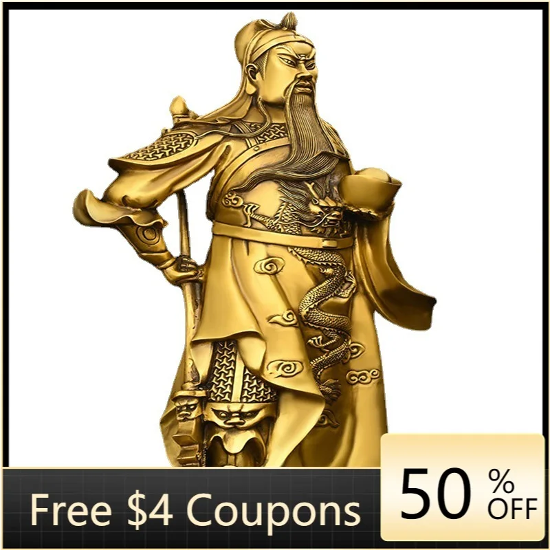 

Brass Guan Gong Ornaments Brass Statue Buddha Statue Wu Huang Copper Statue Worship Living Room Lord Guan the Second Copper
