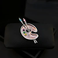 chic retro palette brooch men and women art students luxury brooch pin elegant clothes accessories rhinestone jewelry pins gifts