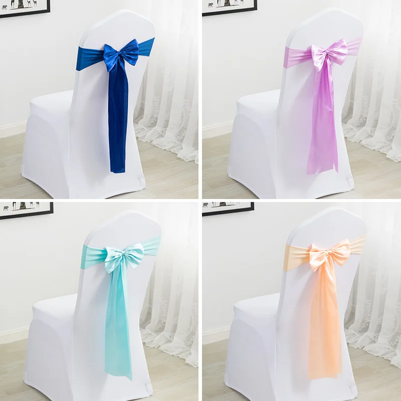

Seat Cover Ribbon Wedding Celebration Supplies Colored Satin Ribbon Ribbon Back Decor Colored Bow Back Decorative Elastic