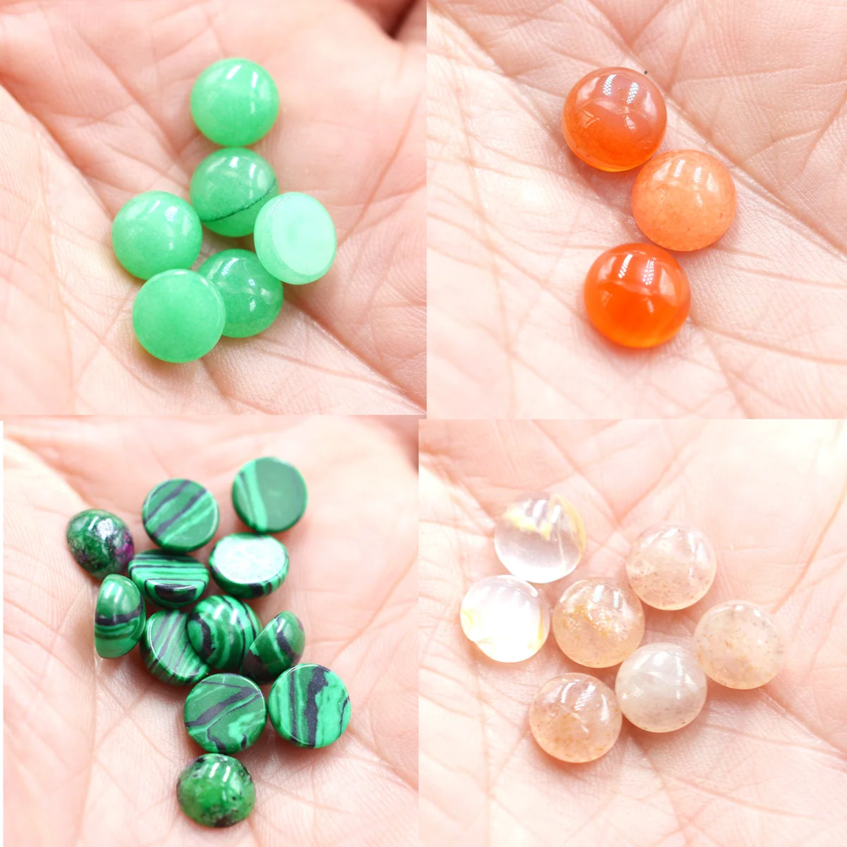 FLTMRH 4 шт. в партии, бусины из натурального камня 6, 8, 10, 12, 14 мм, круглые бусины, кабошон, камея, подходит для кулона, для ювелирных украшений, ожерелий, поделок своими руками