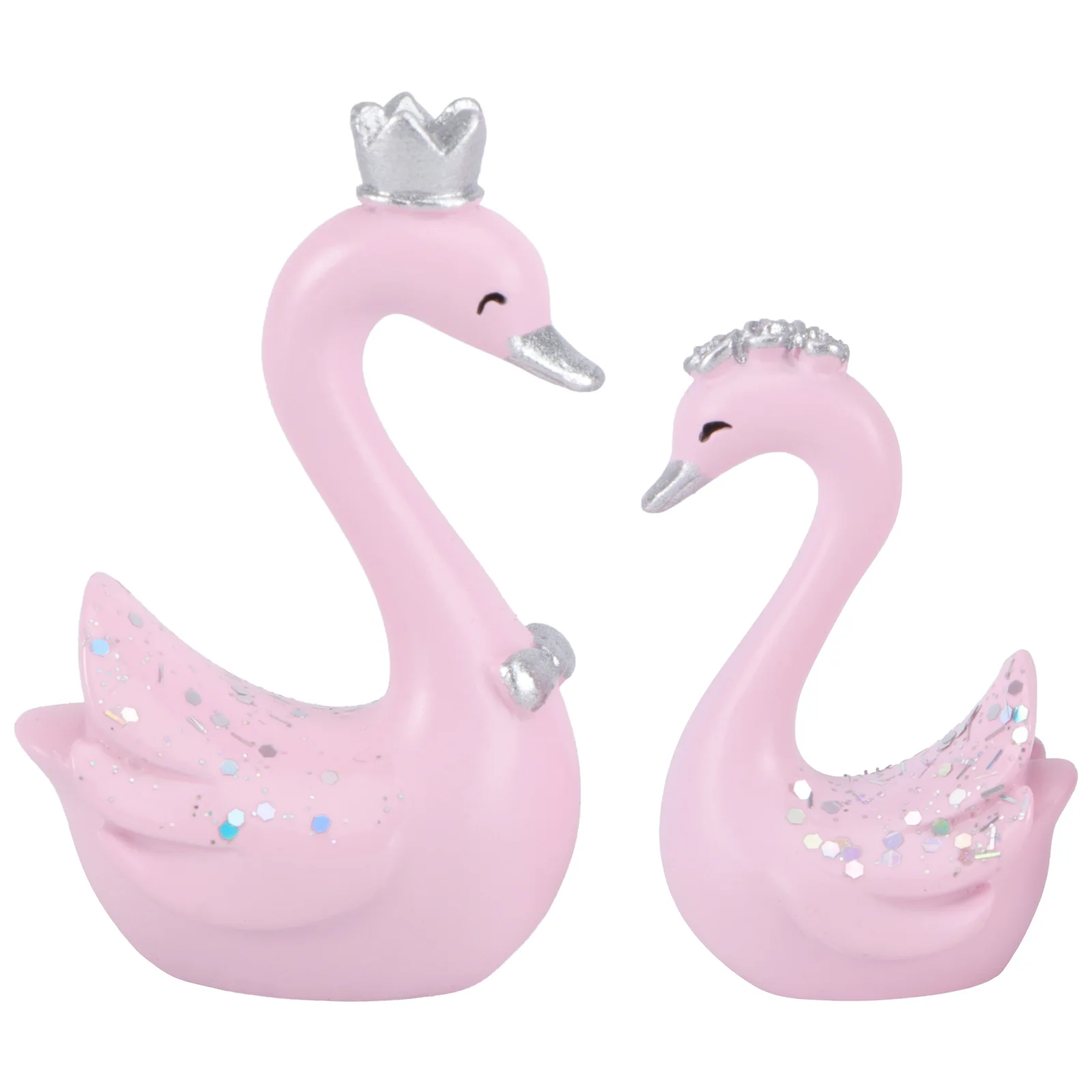 

2 Pcs Swan Ornaments Holiday Gift Wedding Decor Home Resin Adorn Model Car Cake Decoration