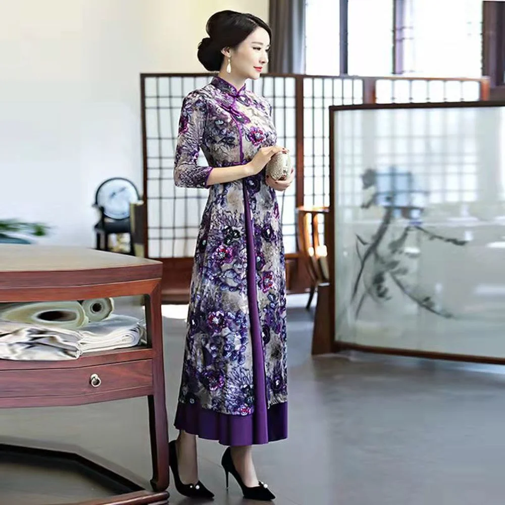 Новинка весна-лето Ao Dai вьетнамское традиционное платье Aodai Qipao китайское