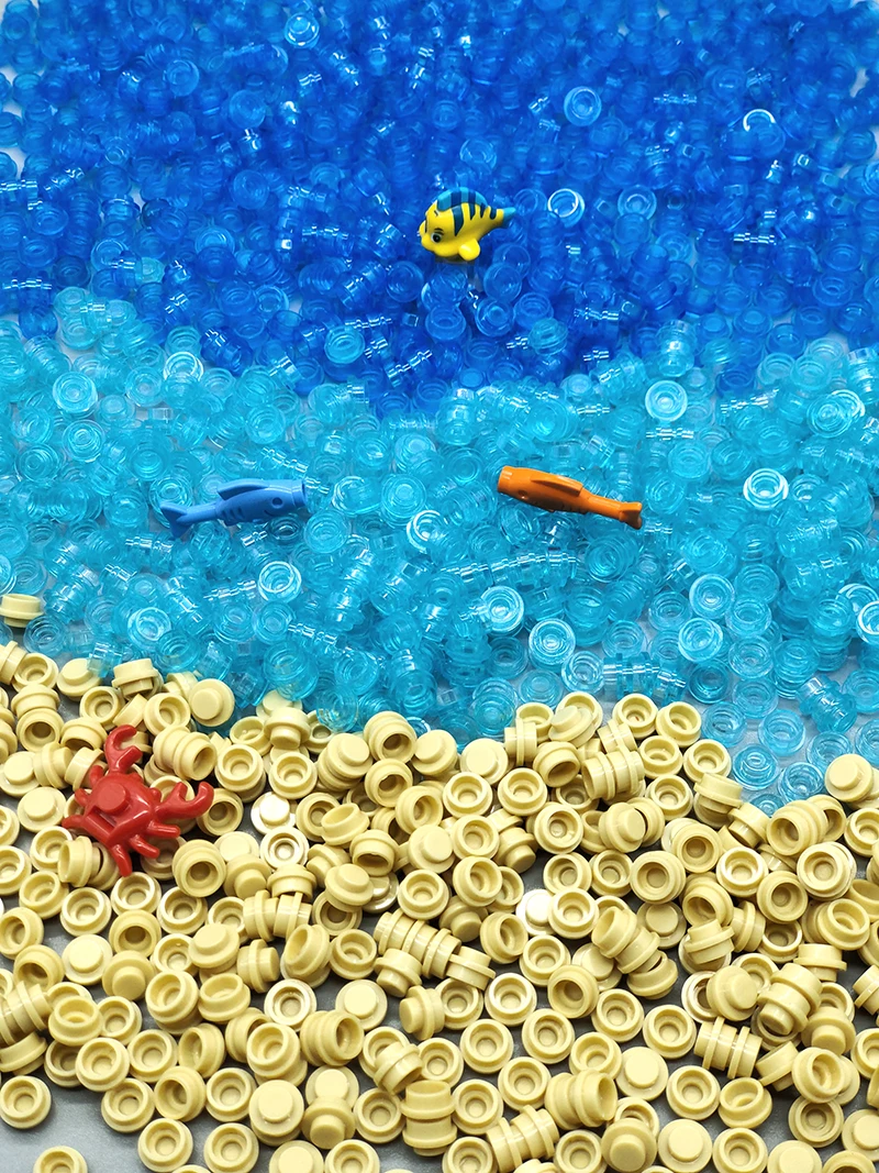 Совместим с LEGO MOC маленькие кирпичи 6141 пластина 1x1 круглые прозрачные