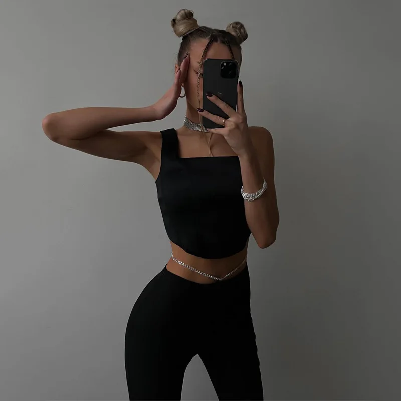 Уличная одежда наряды для женщин корсет топ без рукавов и майка кроп-топ Y2K