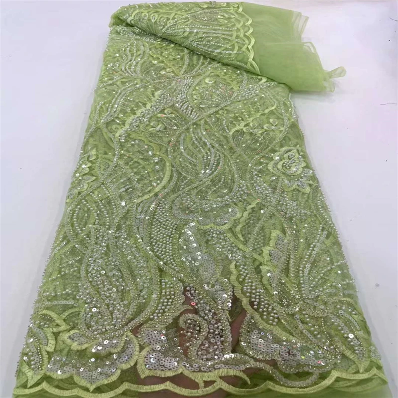 

French Sequins Wedding Tulle Lace Fabric 2022 High Quality African Nigerian Net Mesh Fabric For Evening Party Dress ws13-49