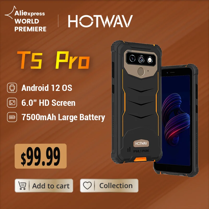Hotwav T5 Pro 4G Rugged Smartphone Android 12 OS MTK6761 6.0 Inch Screen 4GB 32GB 7500mAh Massive Battery 13MP Main Camera 2022