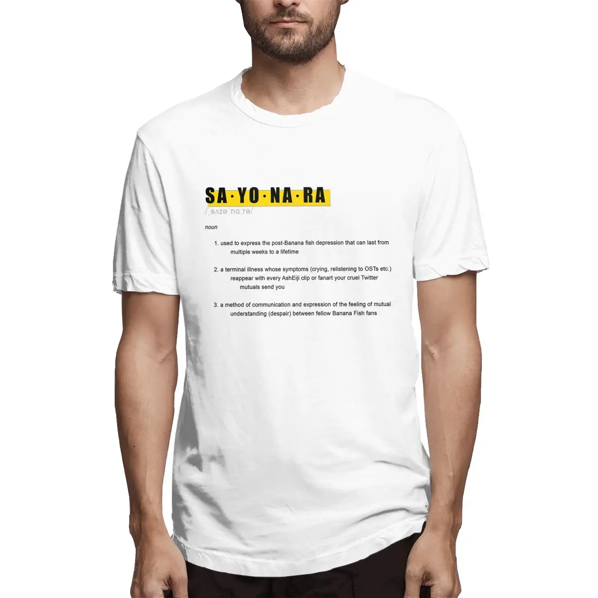 

Banana Fish SAYONARA Definition Design Classic T Shirt Men's Hipster Short Sleeve Crew Neck Pure Cottont Tee 2021 New Arrival