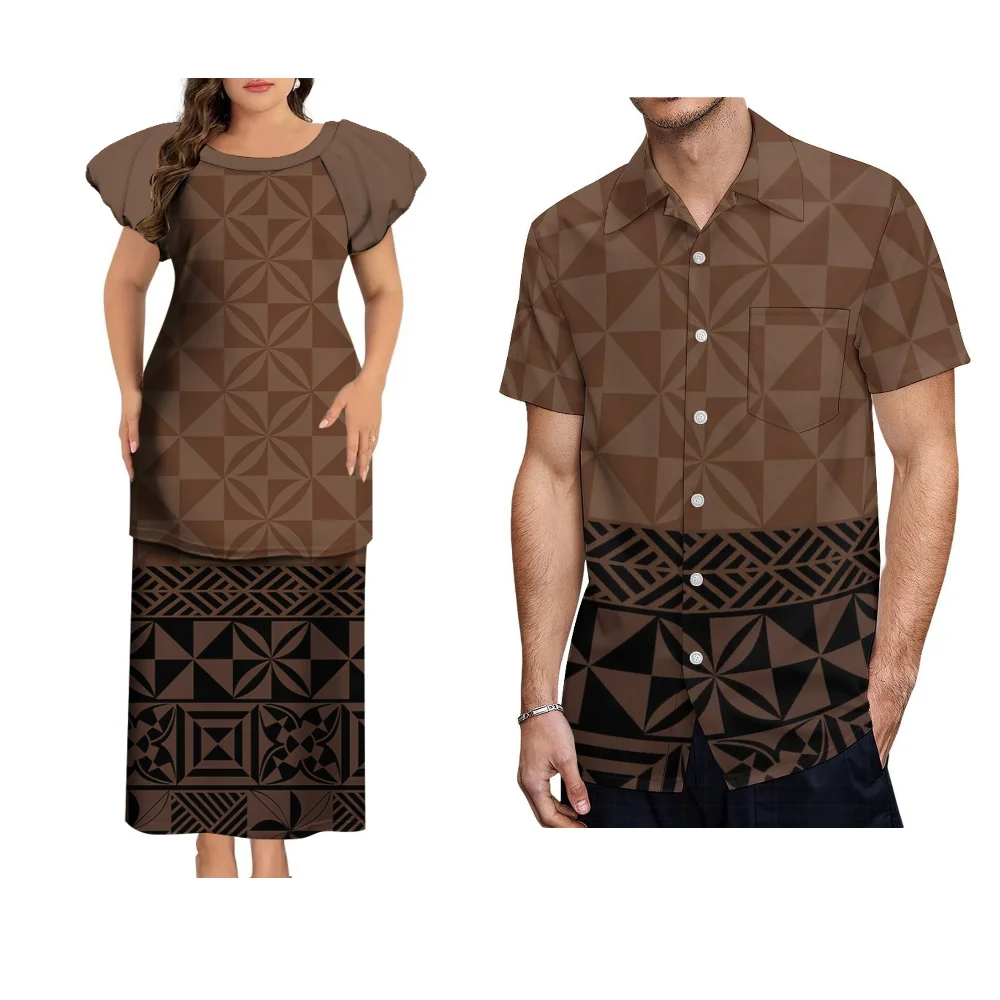 Повседневное женское длинное платье с круглым вырезом полинезийский этнический