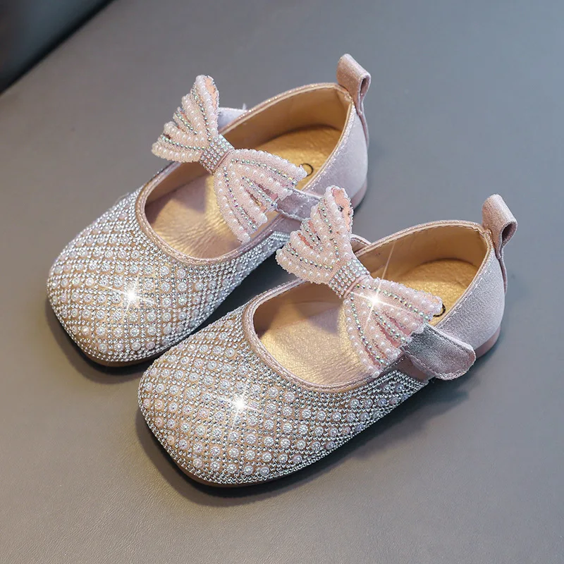 

Girls Princess Shoes Little Baby Sequins Children's Shoes 2022 New Fashion Wild Non-slip Soft Flats Kids Performance Shoes G809