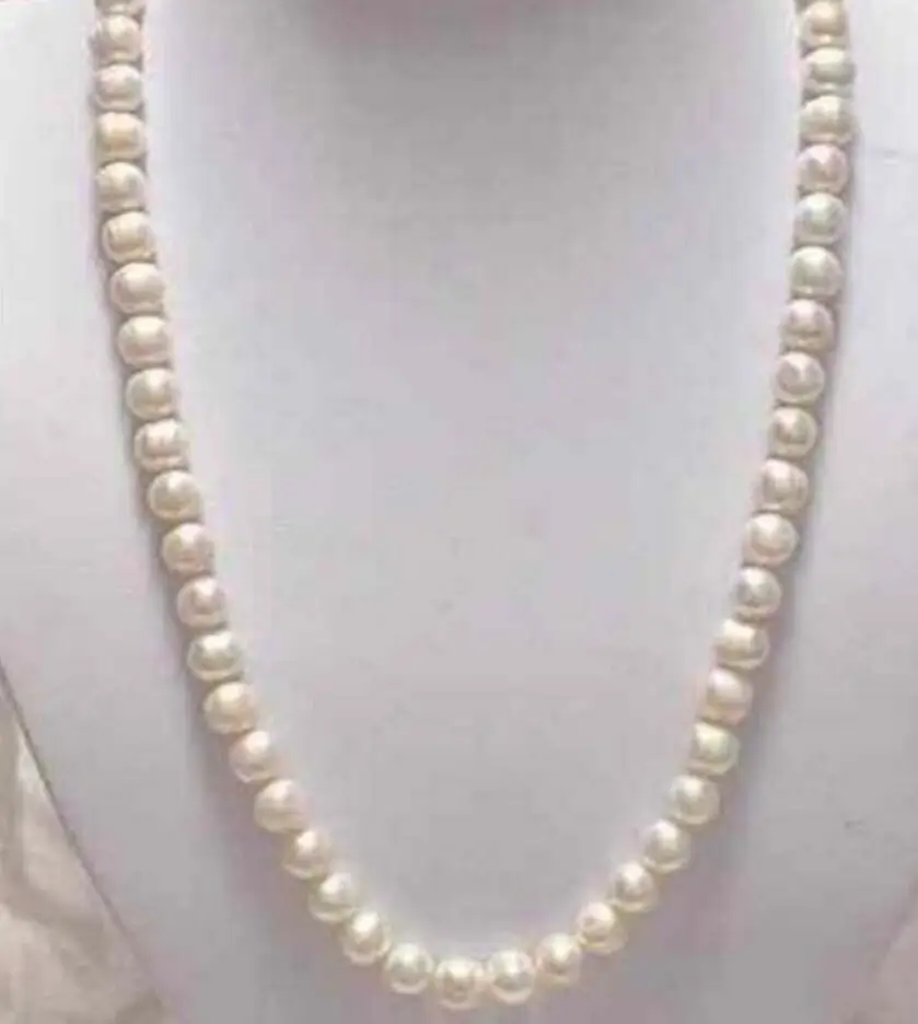 

Women Gift word Love Shipping Beautiful! 8-9mm White Akoya Cultured Pearl 25inch mujer for Necklace