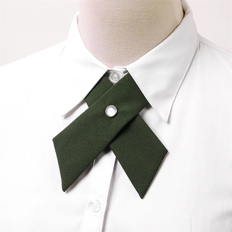 

New Fashion Campus Women Criss-Cross Bow Tie School Girl Uniform Solid Adjustable Pre Tied Necktie Dropshipping