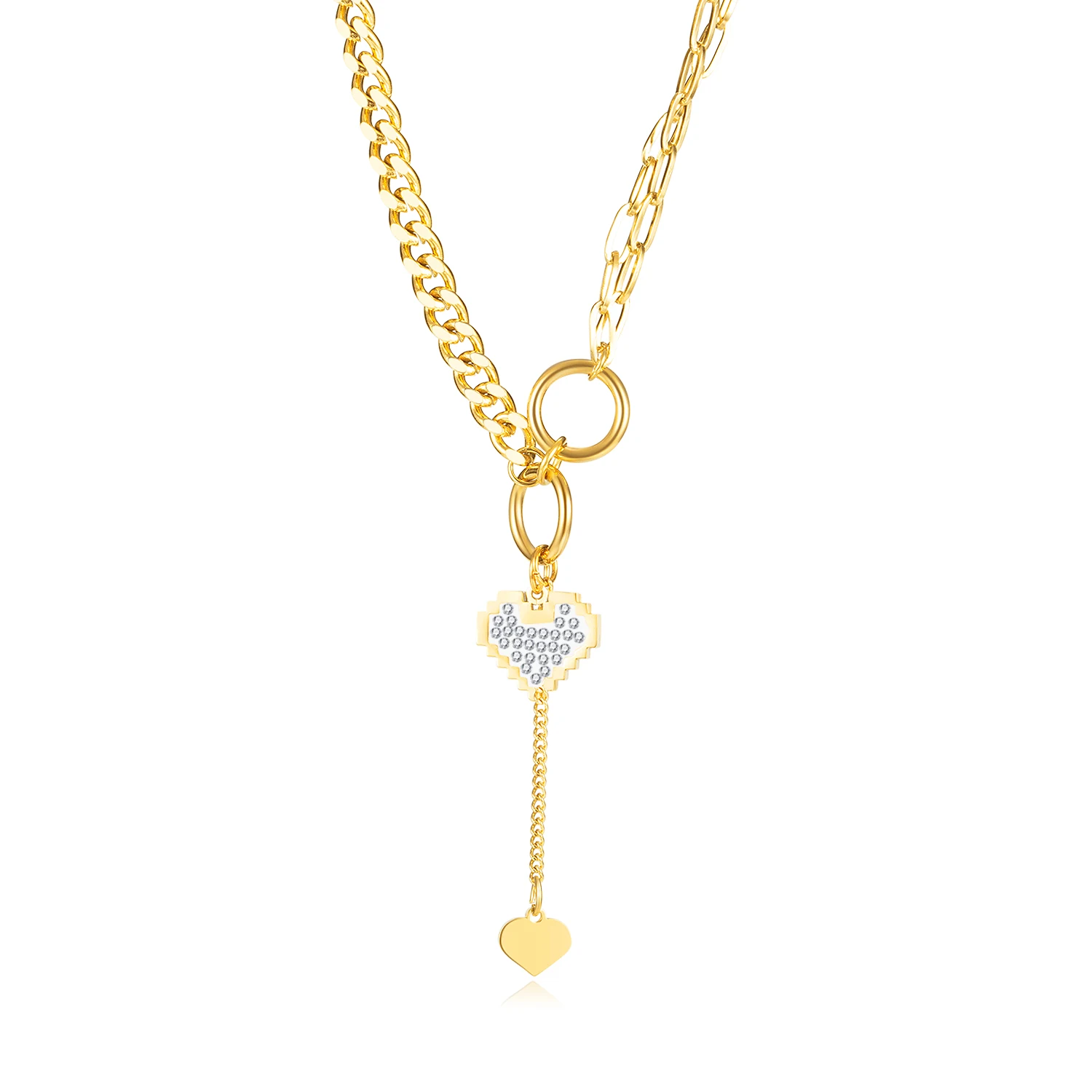 

Luxury Design Necklace For Women Love Commemorative Heart Pendant Stainless Steel Chain Birthday Wedding Party Gift