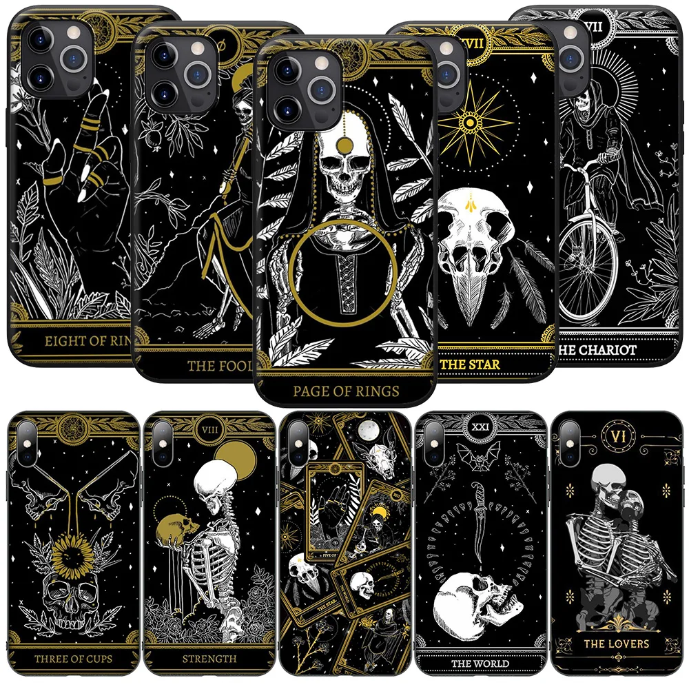 FL125 Moon Tarot Card Divine Skull Case for Samsung Galaxy A41 A42 A71 A72 A73 J2 J4 J5 J6 J7 J8 A6 A7 A8 A9